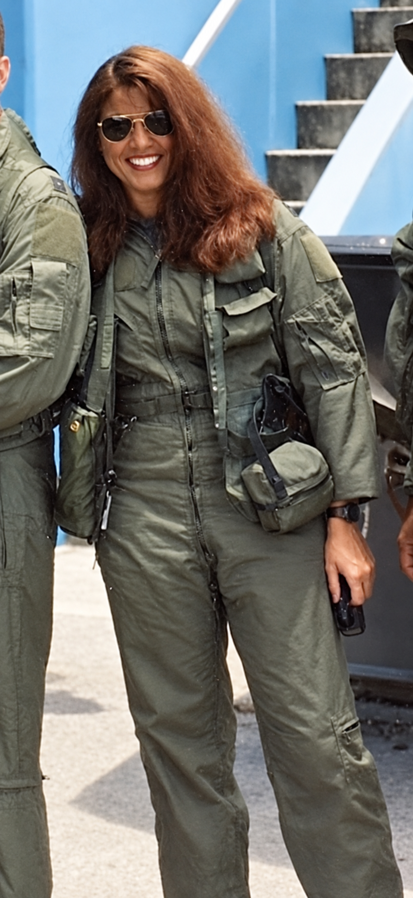 Dr. Kelly Harvey in flight gear during E&E training